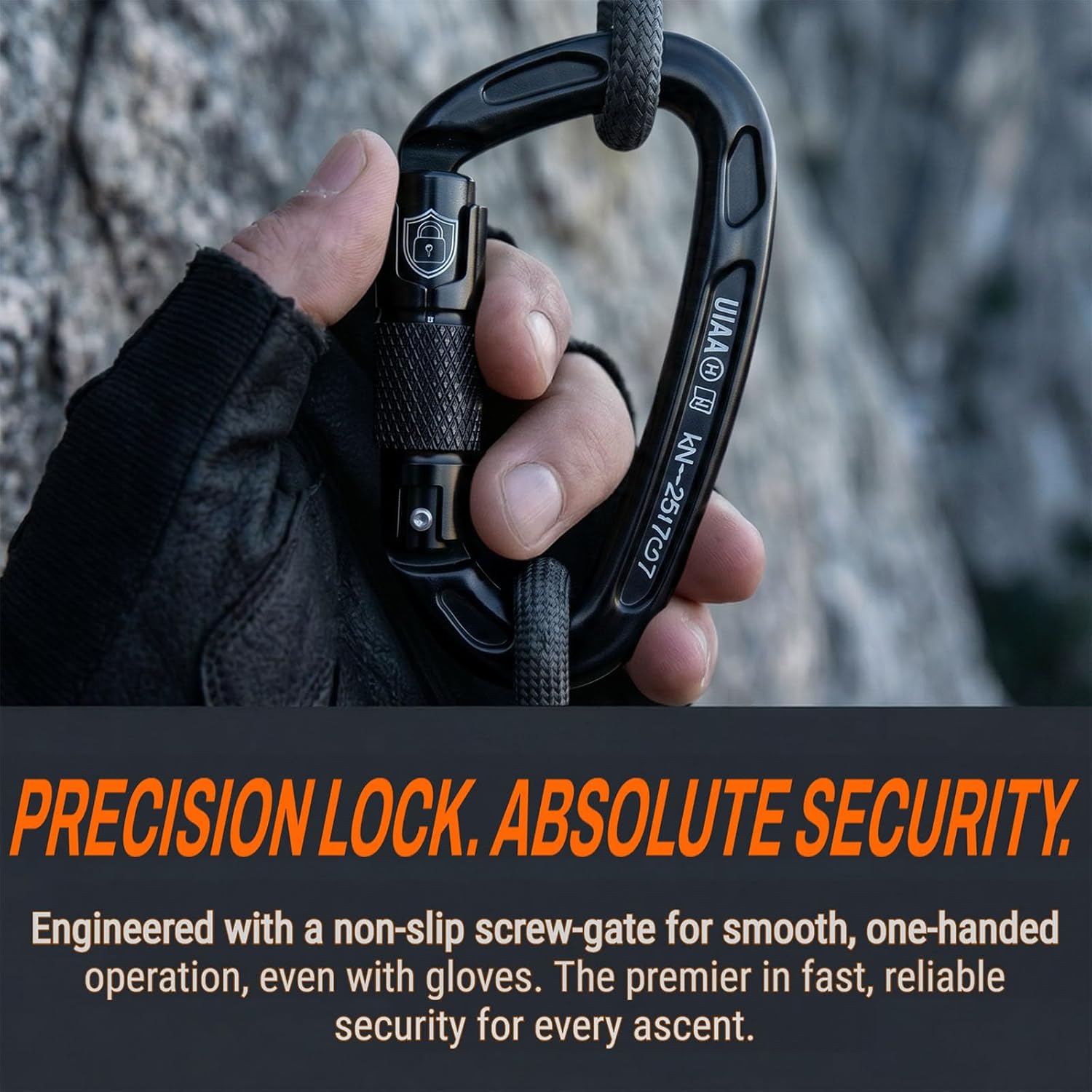 25KN Auto Locking Carabiner - UIAA Certified Heavy Duty Climbing Carabiners for Rock Climbing, Camping, Rappelling