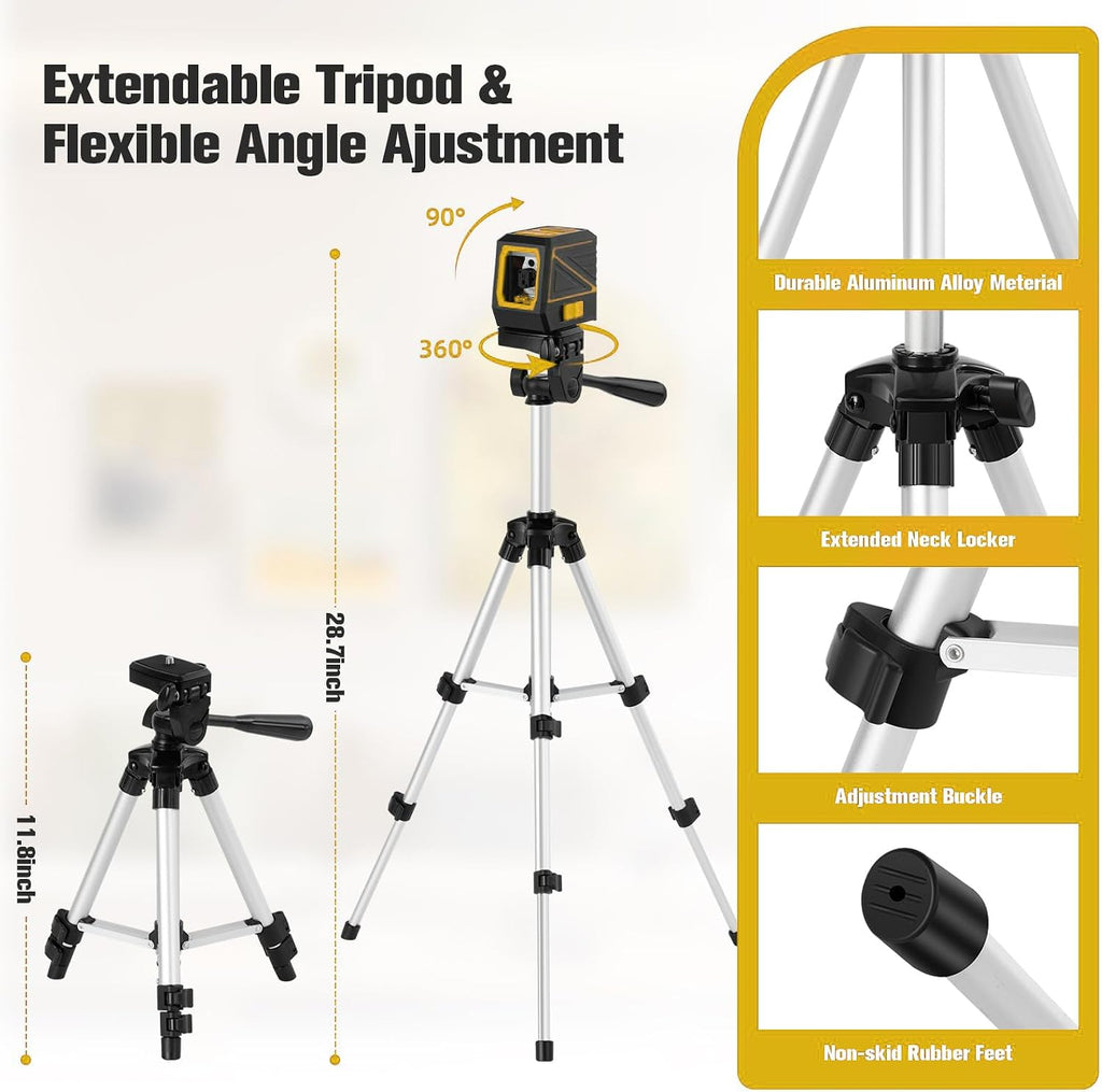 Laser Level with Tripod, 100 feet Green Cross Line Self Rotary Leveling Laser Level, Vertical and Horizontal Line