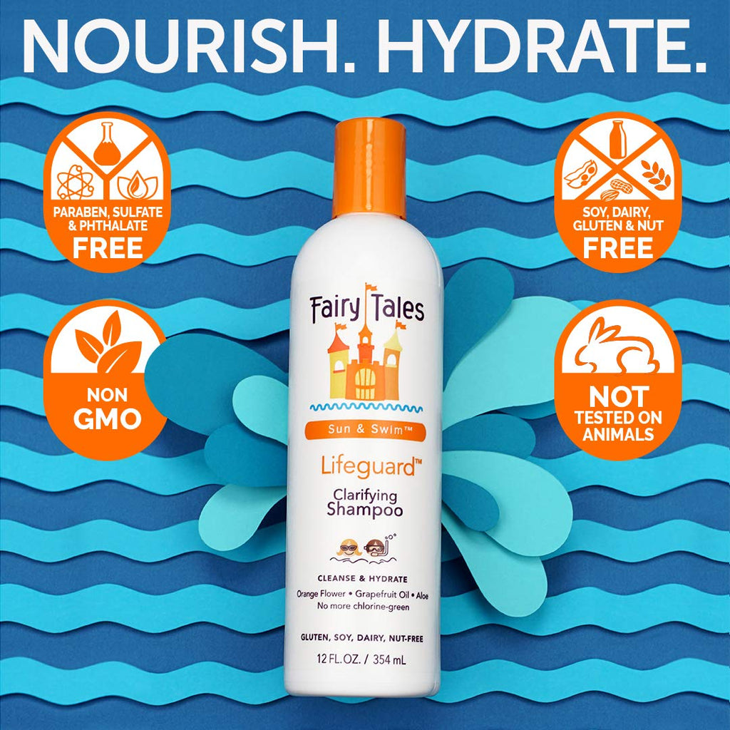 Sun & Swim Shampoo & Conditioner for Kids - Chlorine Removal Swim Shampoo, Removes Green Pool Tones, Sea Salt &