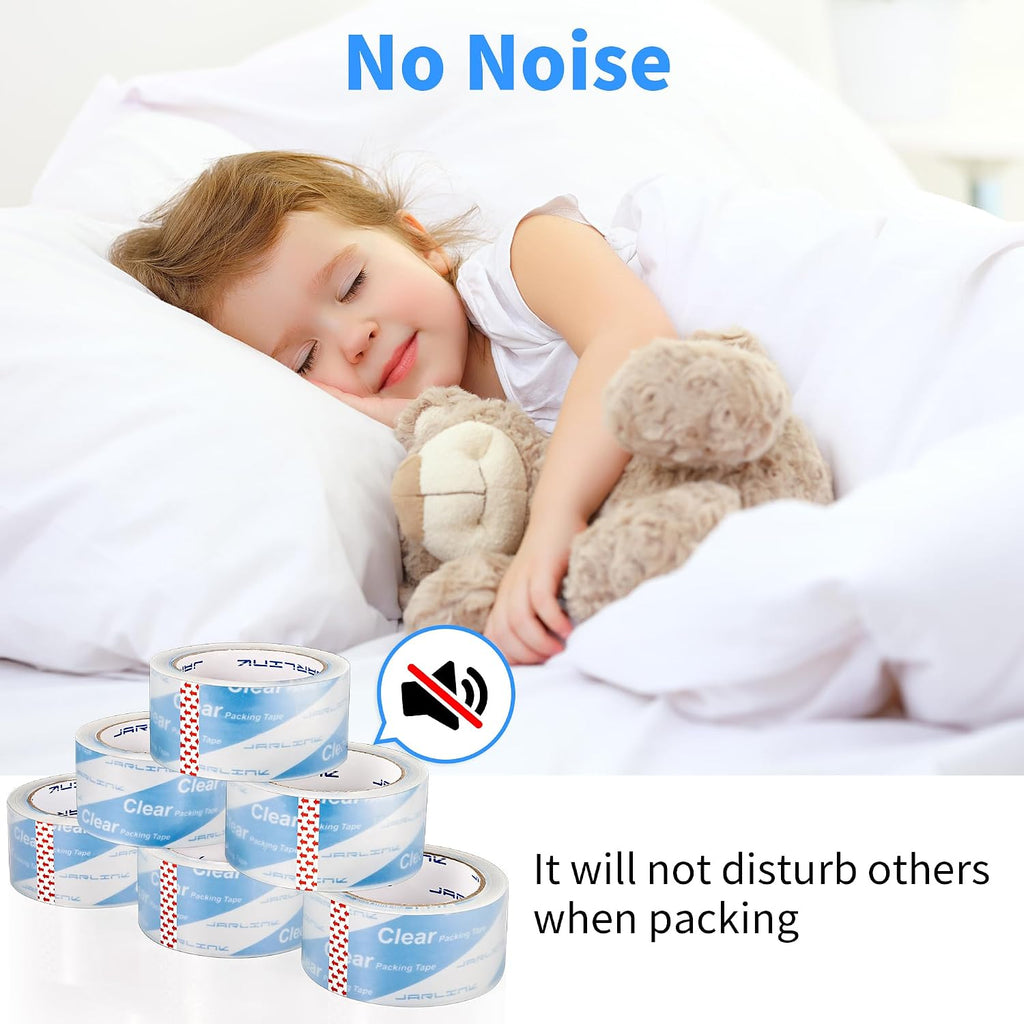 18 Rolls Quiet No Noise Clear Packing Tape