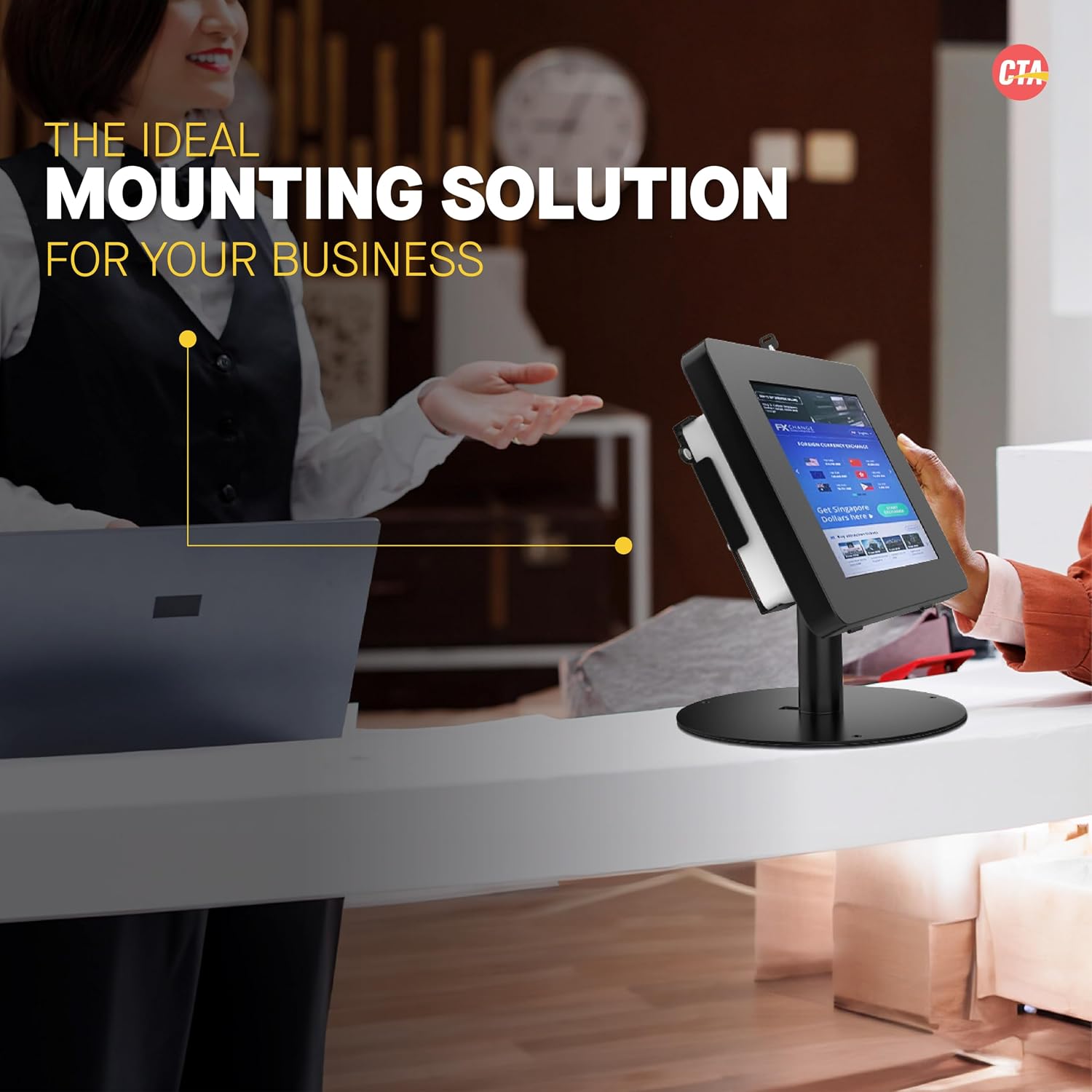 Premium iPad Retail POS Stand – CTA Upscale Tablet Kiosk Stand with 360 Degree Rotation & Locking for Retail
