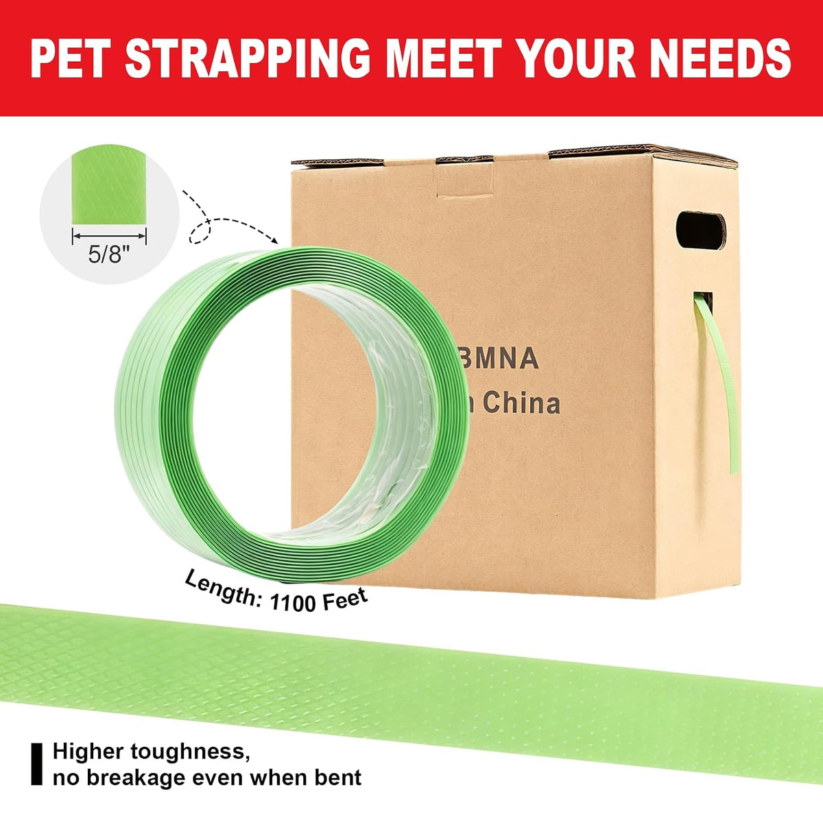 Banding Strapping Kit with 5/8" x1100 ft Polyester Band PET Strapping Roll
