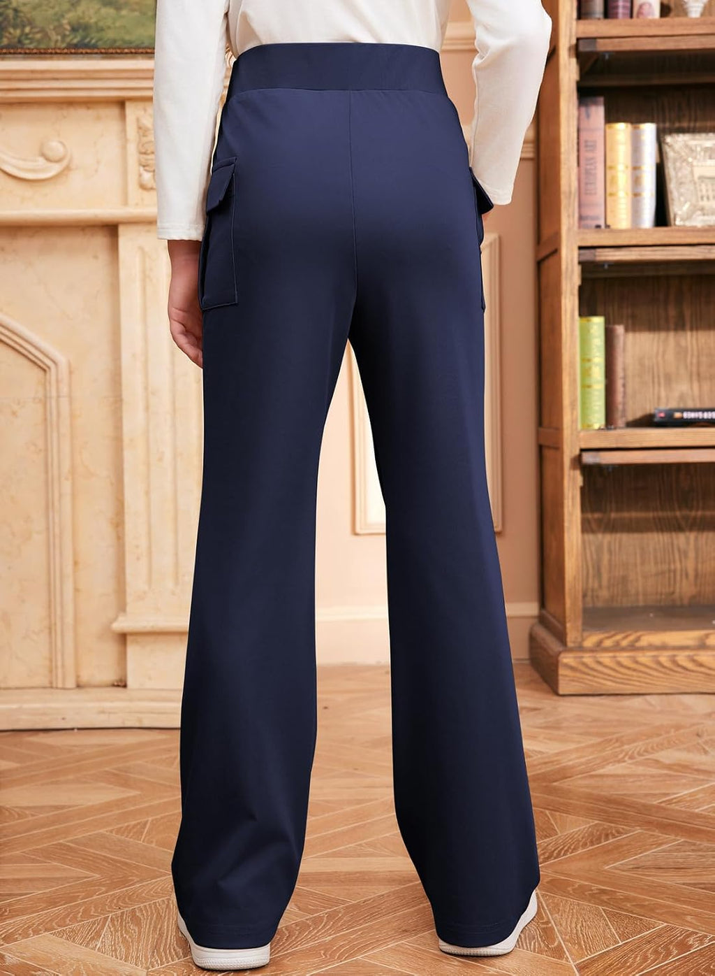 Girls Cargo Flare Pants Kids School Bell Bottoms Size 6-15 Years | High Elastic Waisted, Flare Leg, Cargo Pockets