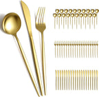 Gold Silverware Set 60 Piece Service for 20, Titanium Gold Plated Stainless Steel Flatware Set, Knives Forks Spoons