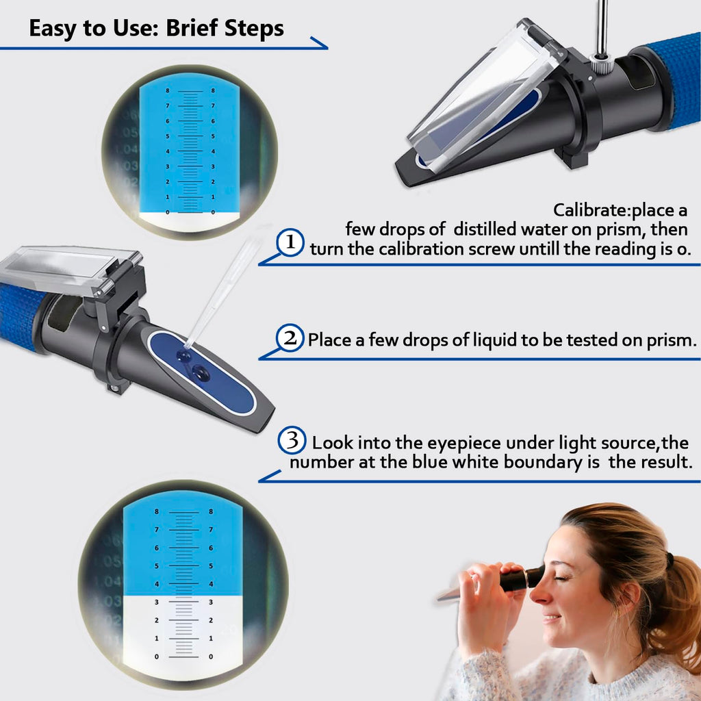 0-80% Brix Meter Refractometer for Measuring Sugar Content in Fruit, Honey, Maple Syrup and Other Sugary Drink, with