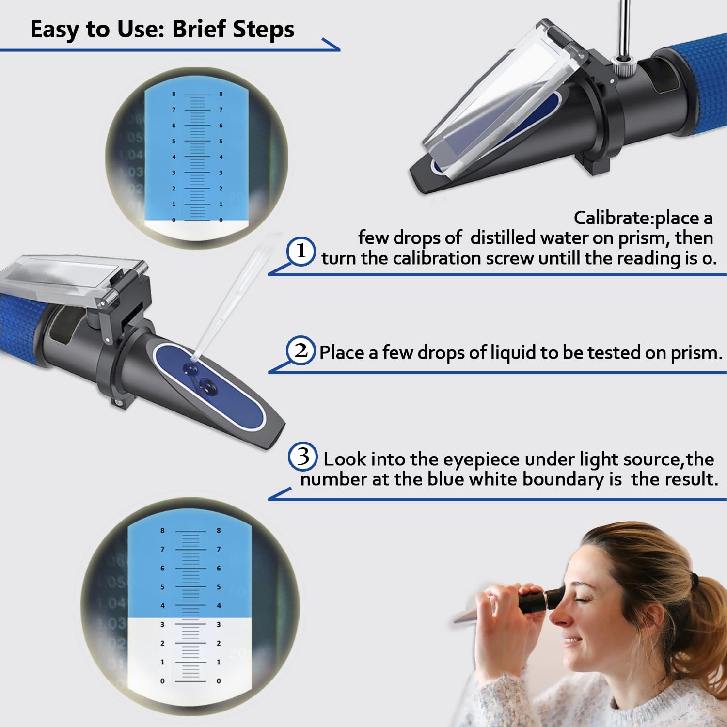 0-80% Brix Meter Refractometer for Measuring Sugar Content in Fruit, Honey, Maple Syrup and Other Sugary Drink, with