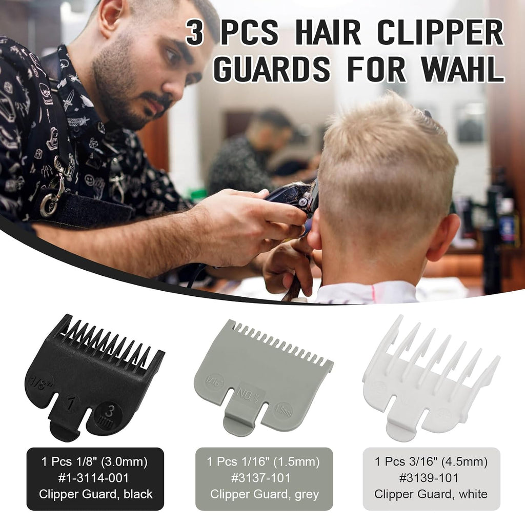 Guard Replacement for Wahl Clipper Guards Set, Hair Clipper Trimmer Guards #1-1/8" (3.0 mm), #1/2-1/16" (1.5 mm)