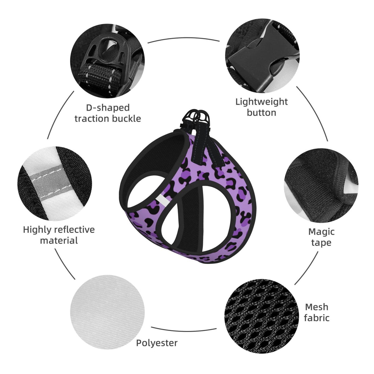 Small Pet Harness, Soft Breathable Adjustable No-Choke