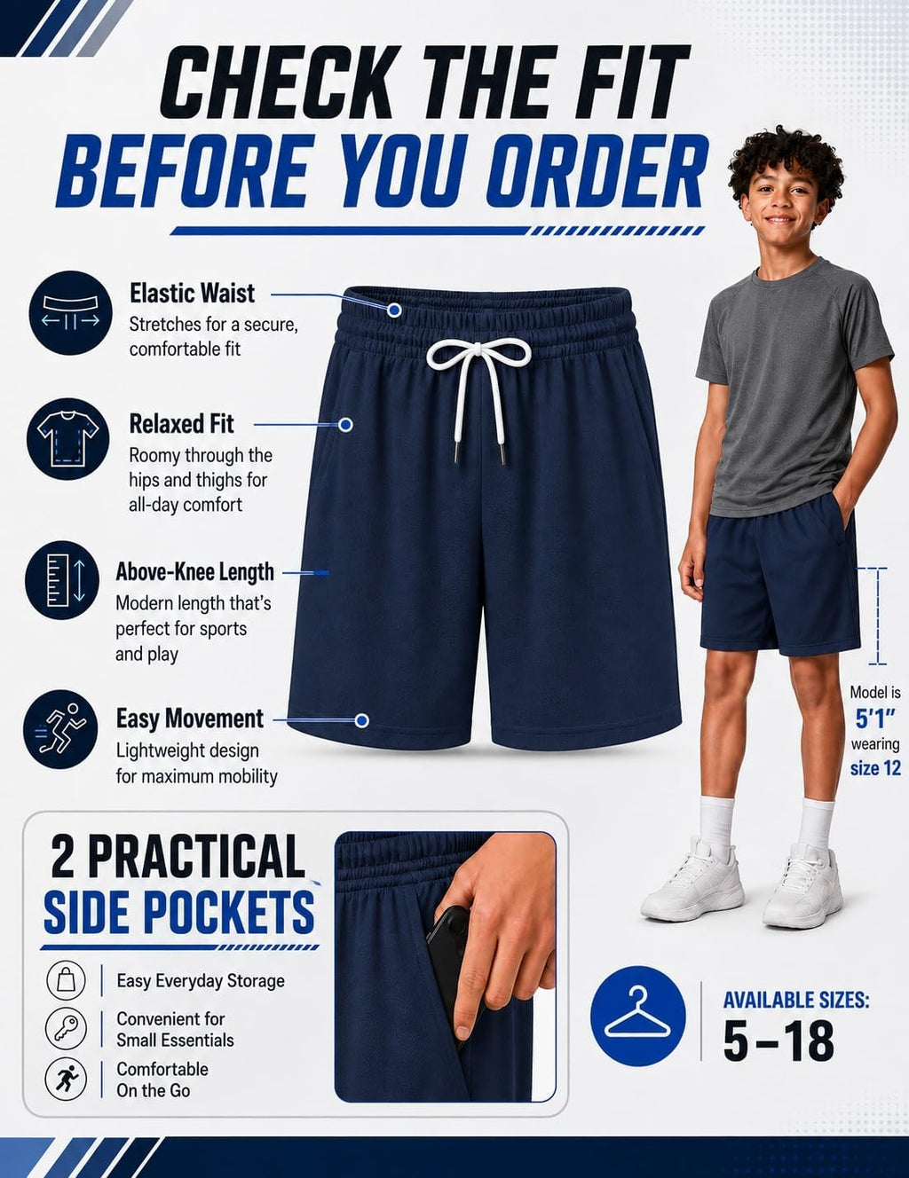 Boys Athletic Shorts Mesh Basketball Soccer Shorts Breathable Quick Dry Running Gym Shorts for Youth 5-18 Years