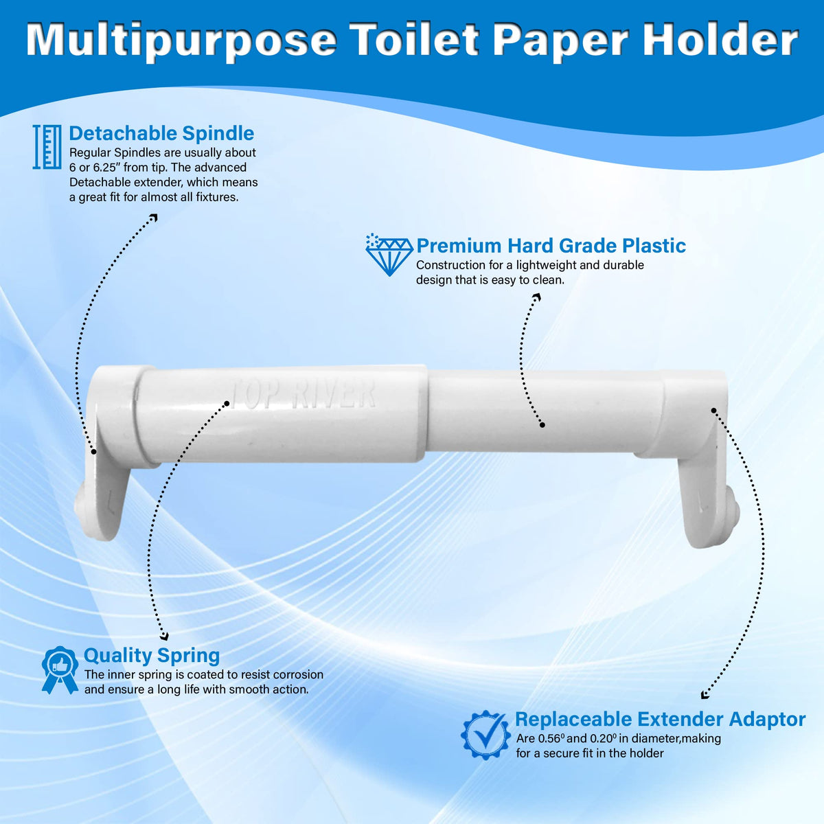 Toilet Paper Holder Extender, Fit Double Rolls,Triple Rolls and Mega Rolls