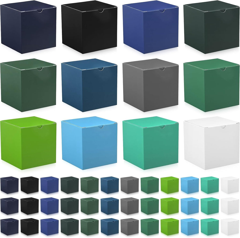 48 Pack Blue and Green Gift Boxes 12 Colors Small Cardboard