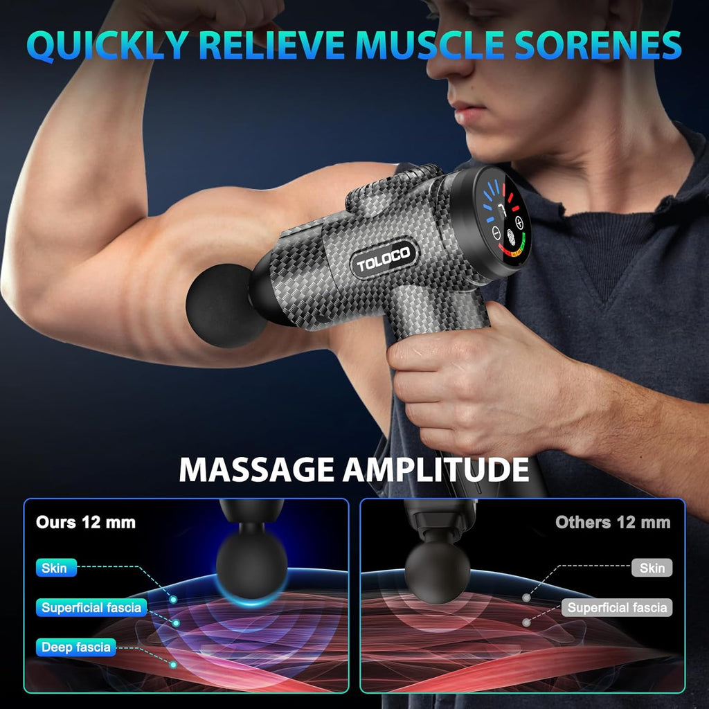 Massage Gun, Deep Tissue Back Massage for Athletes for Pain Relief, Percussion Massager with 10 Massages Heads &