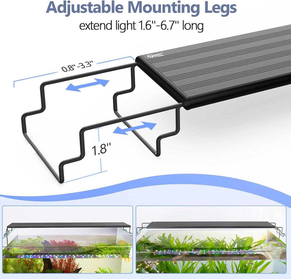 IP68 Waterproof LED Aquarium Light 24/7 Cycle Full Spectrum Fish Tank Light with Timer Adjustable Brightness 12