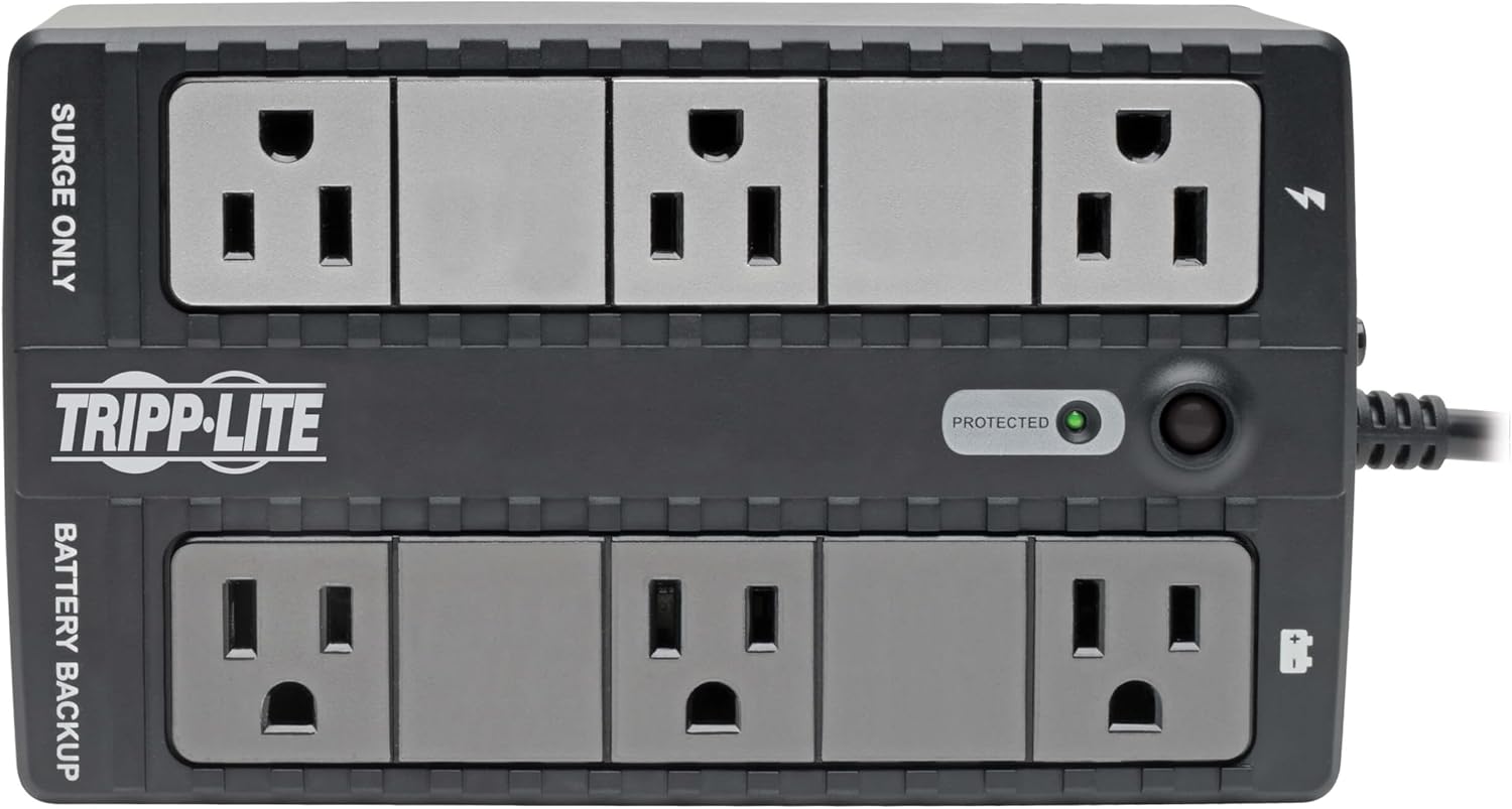 Eaton Tripp Lite BC350 350VA Small UPS 210W Battery Backup Surge Protector | 6 Outlets, Replaceable Battery, Home &