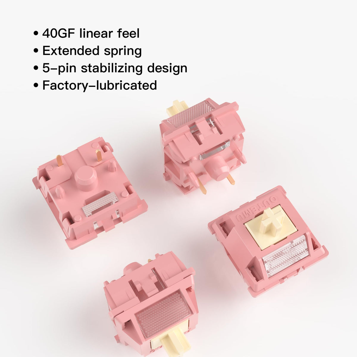 Outemu (Gaote) Red Bean Creamy Linear Pre-Lubricated Keyboard Switches with Diffuser for MX Mechanical Keyboards (90PCS)