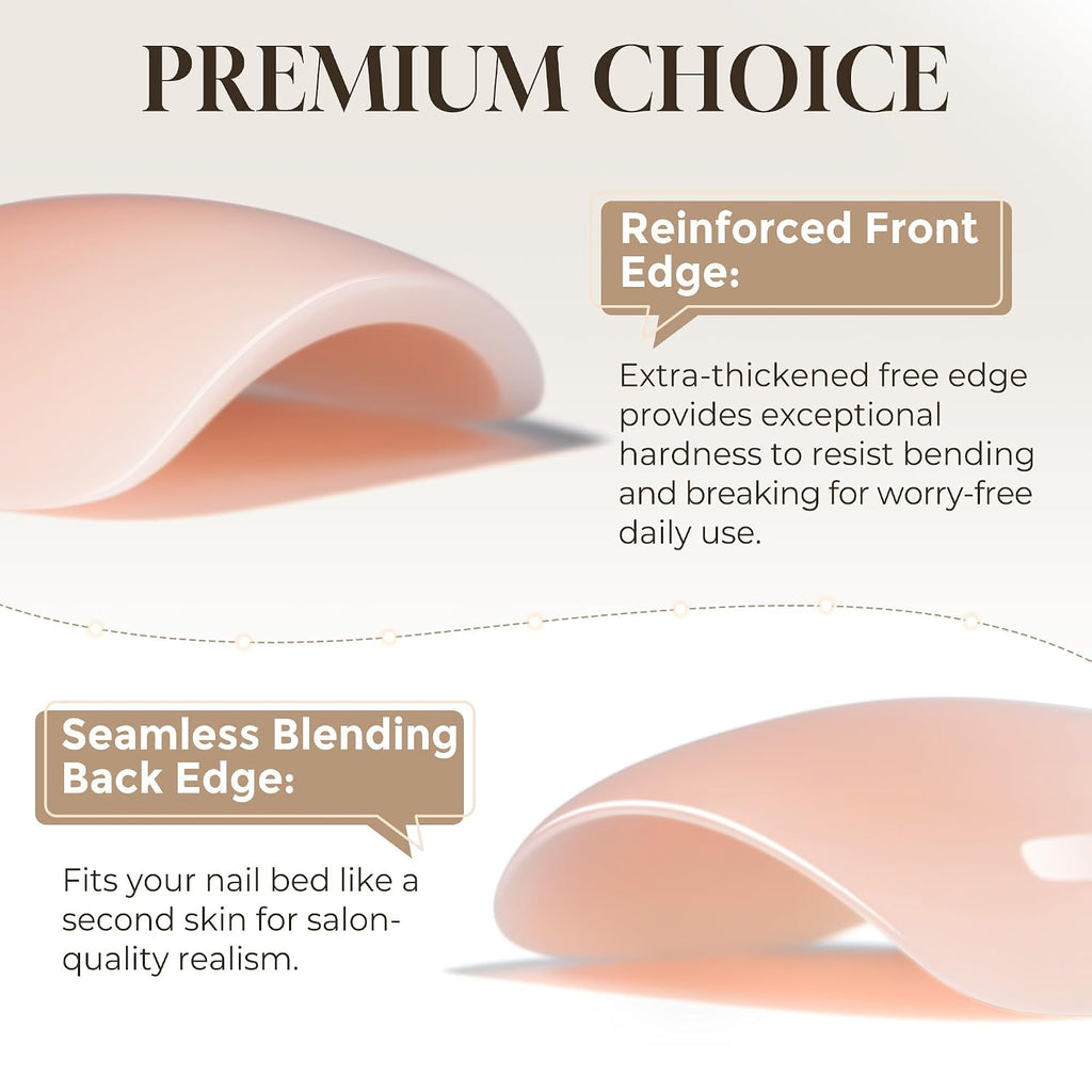 Press On Nails Short Square, Ombre Nude Cream Soft Gel Fake Nails