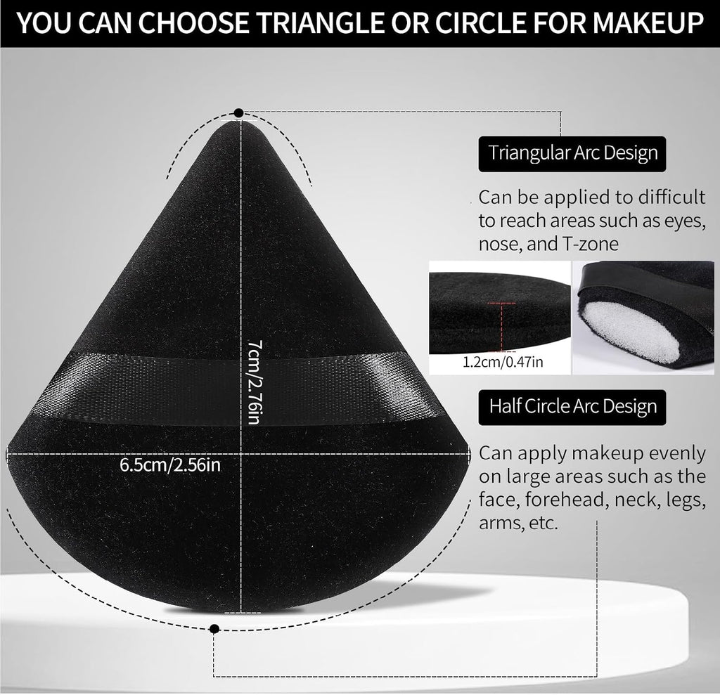 Powder Puffs, 6 Pack Triangle Makeup Puff, Black