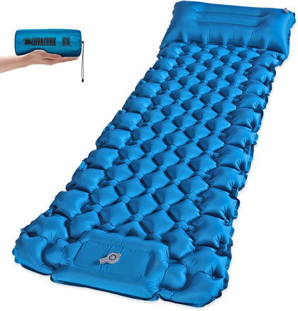 Sleeping Pad, 3.9" Thick Inflatable Mattress with Pillow & Pump | Built-in Pump, Quick Inflate, 40D Nylon, Button