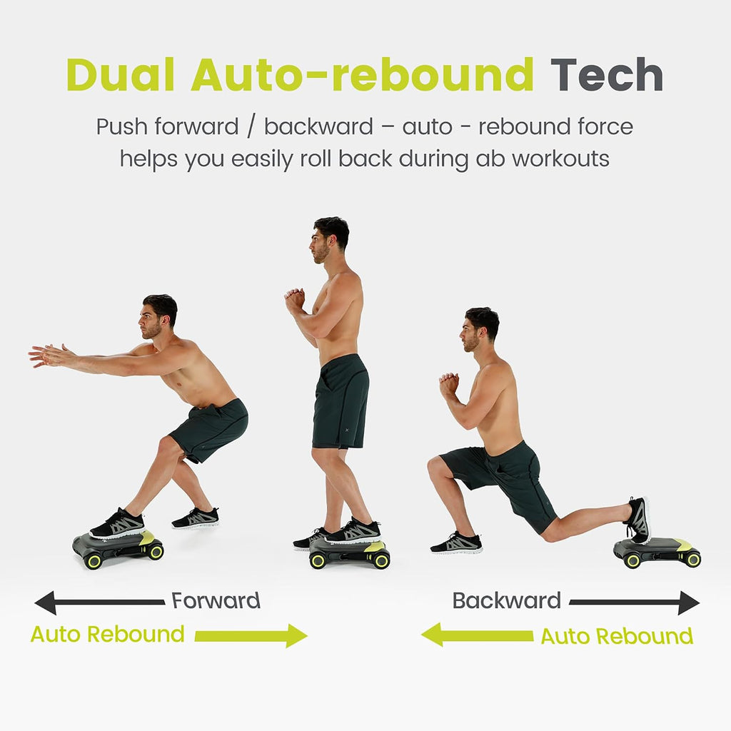 Slide Fit, Ab Roller Board with 4 Wheels, Automatic Rebound Abdominal Wheel for Core Workout, Ab Exercise Equipment