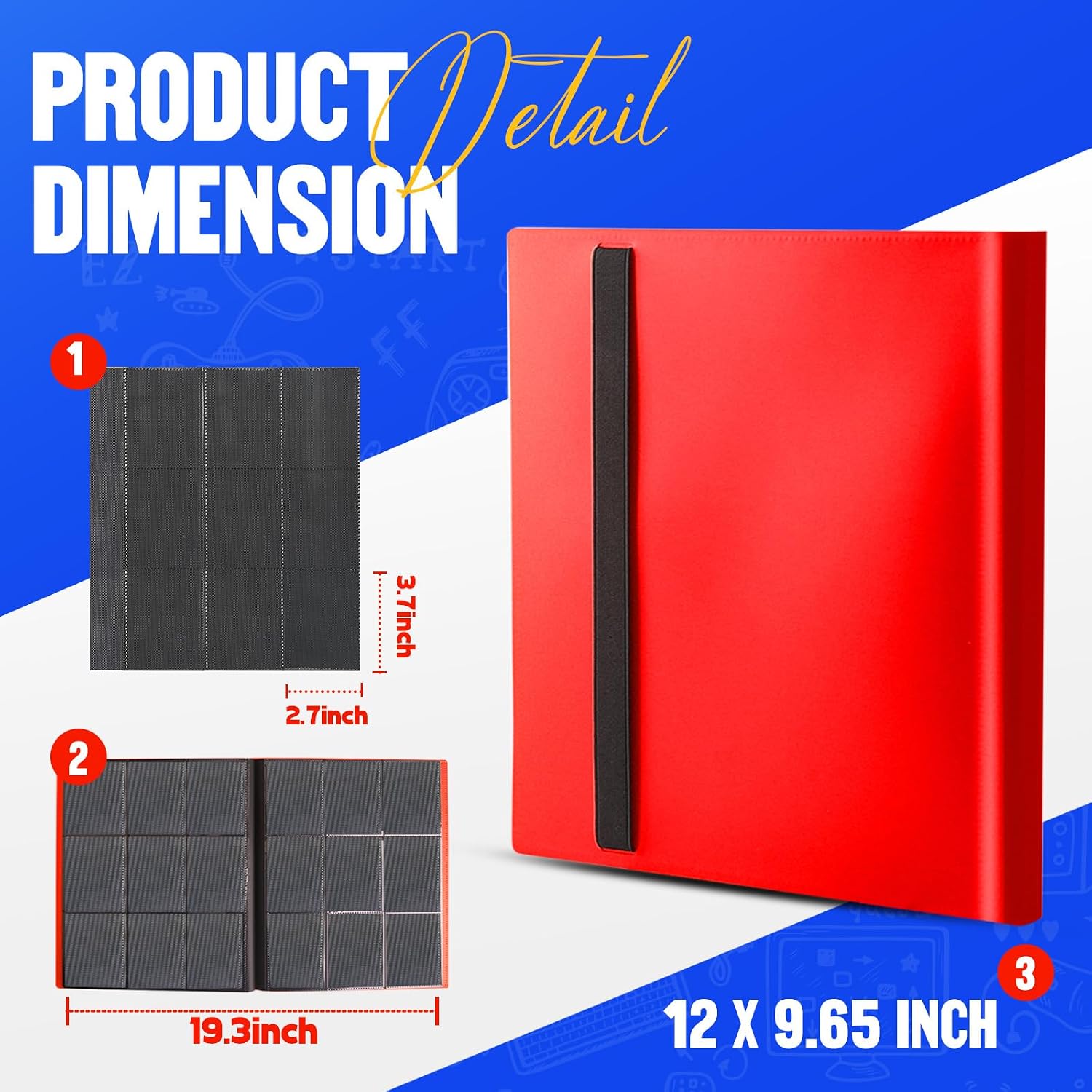 Card Binder 9-Pockets, Trading Card Binder, 20 Pages, 360 Card Capacity Collection Binder, Card Folder for MTG, TCG
