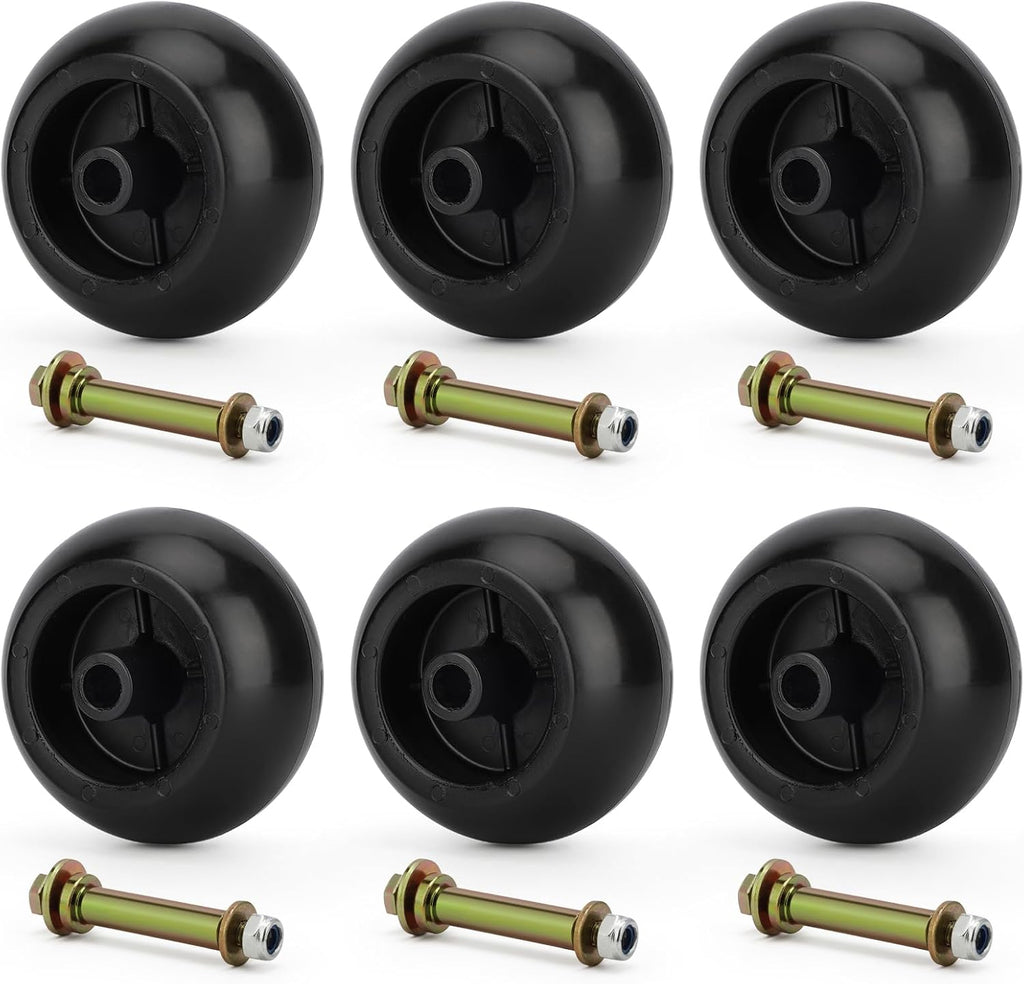 6-Pack Lawn Mower Anti-Scalp Deck Wheel Kit Fit for Bad Boy 022-5234-98 Exmark 103-3168 103-4051 103-7263 and Kubota 68-2730. Fits 5/8” bore wheels Includes hardware for Exmark Toro and more