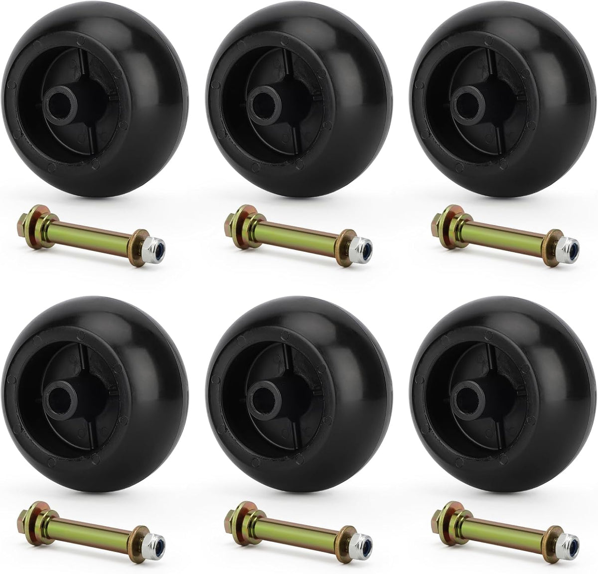 6-Pack Lawn Mower Anti-Scalp Deck Wheel Kit Fit for Bad Boy 022-5234-98 Exmark 103-3168 103-4051 103-7263 and Kubota 68-2730. Fits 5/8” bore wheels Includes hardware for Exmark Toro and more