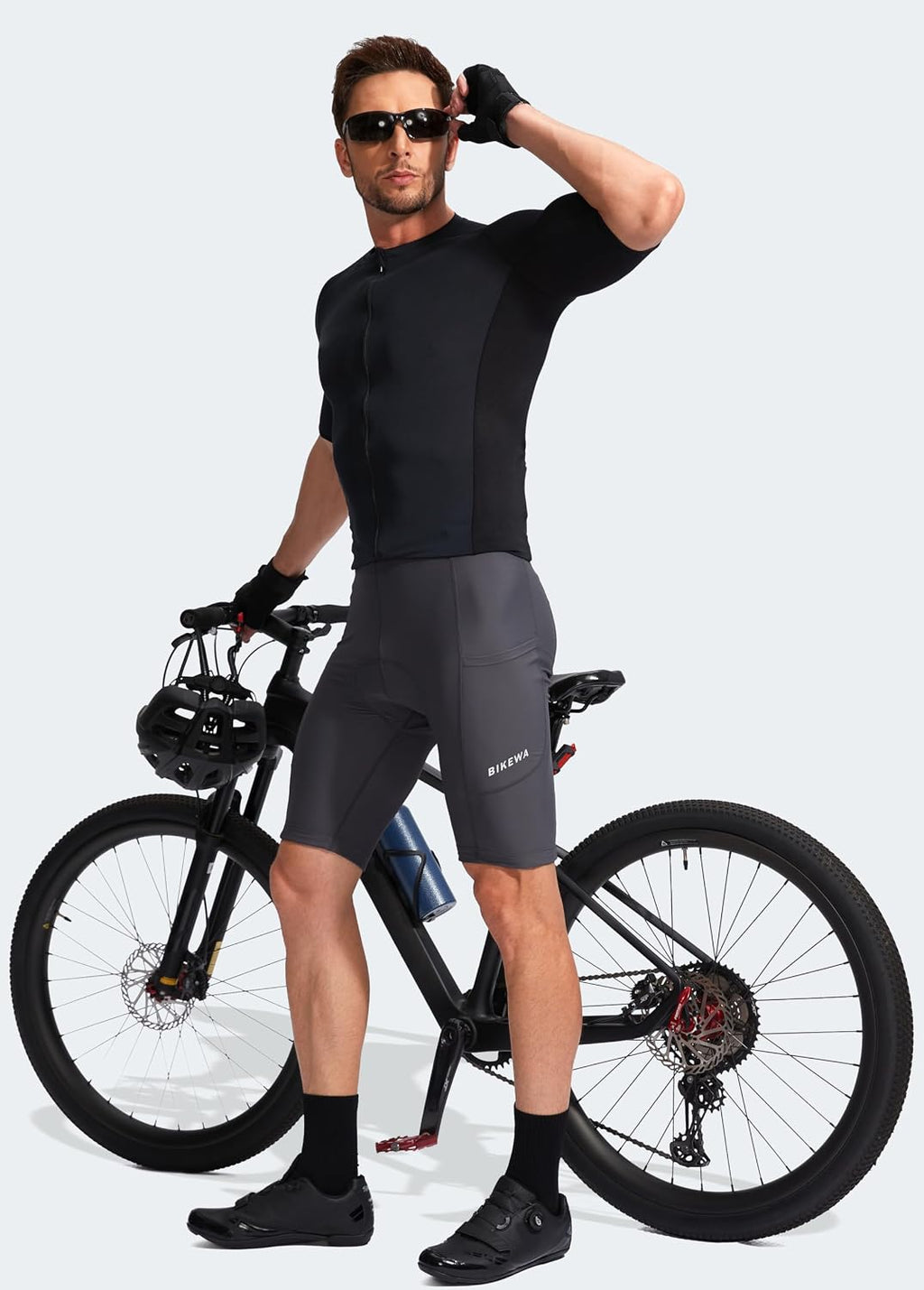 Men's Bike Shorts 3D Padded Cycling Road Biking Mountain Riding Biker Bicycle UPF 50+ Cycle Shorts Zipper Pockets