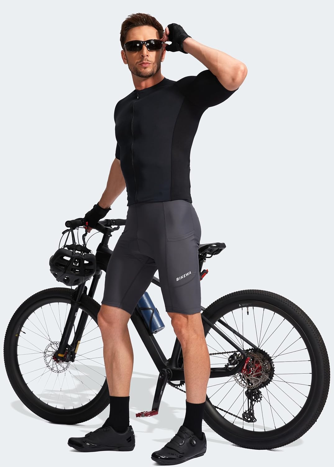 Men's Bike Shorts 3D Padded Cycling Road Biking Mountain Riding Biker Bicycle UPF 50+ Cycle Shorts Zipper Pockets