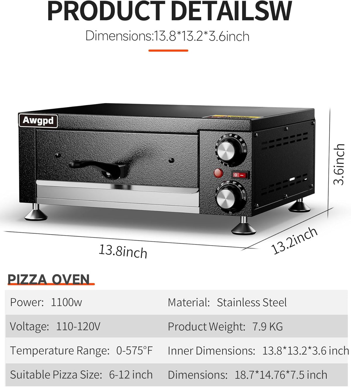 Electric Pizza Oven Indoor Countertop Pizza Oven