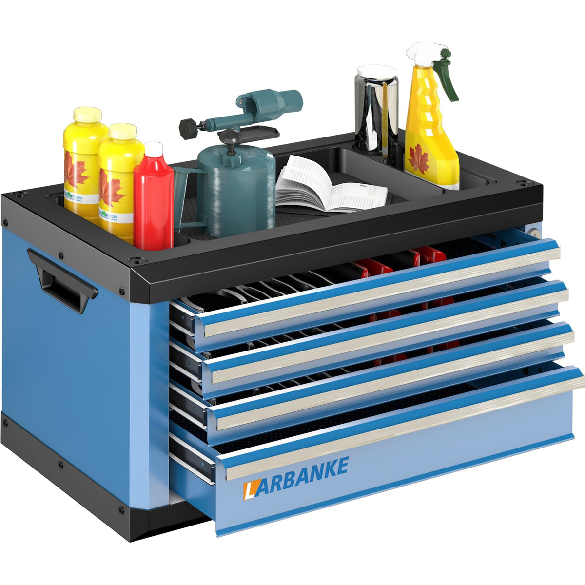 Portable 4-Drawer Tool Chest with Lock & Keys,Tool Box with Handle
