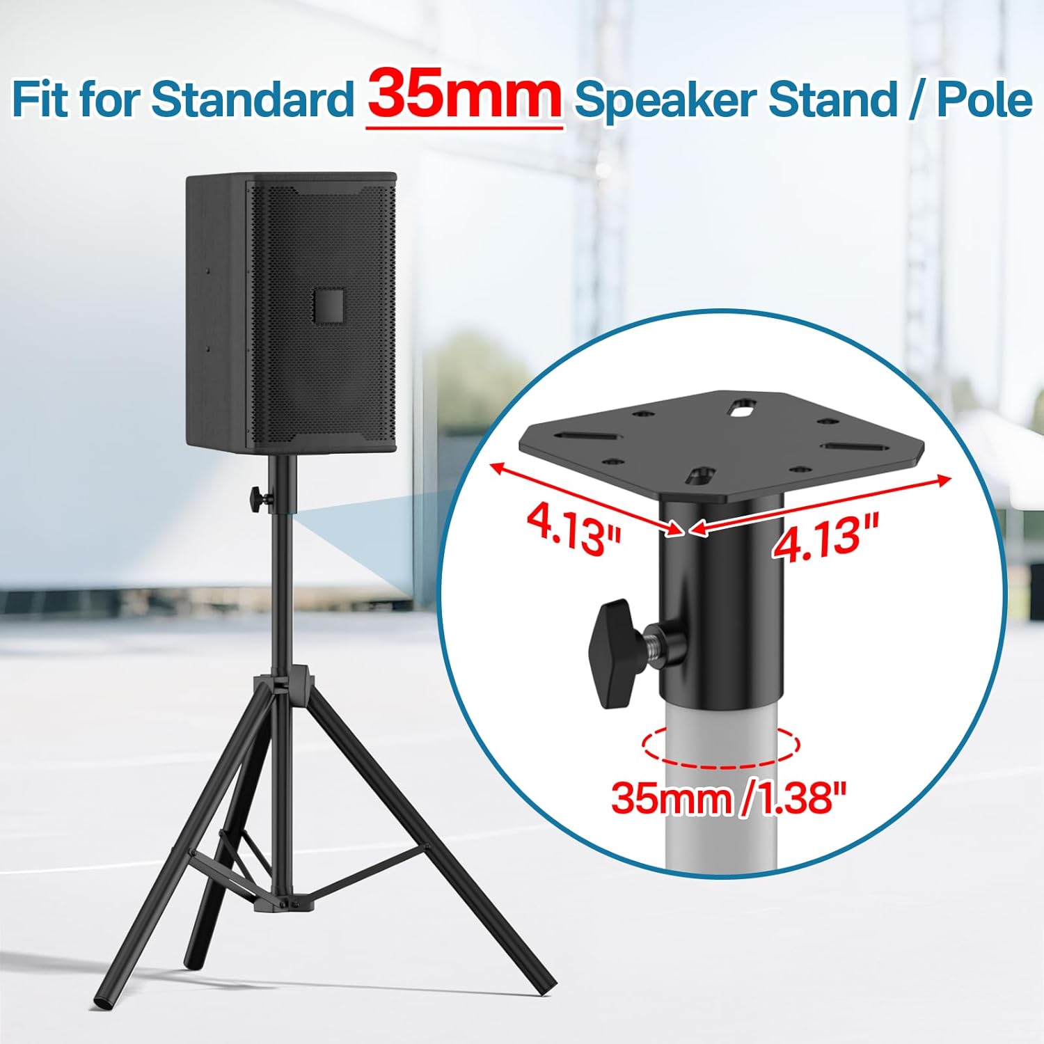 Metal Speaker Stand Mounting Plate for Standard 35mm Speakers Pole or Tripod Stands - 35mm Speaker Adapter Bracket