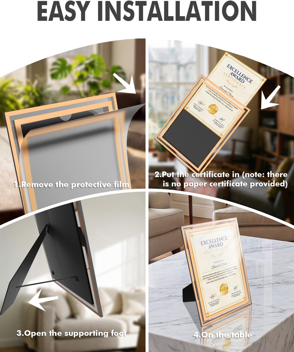 Trophy Award,Certificate Frame,Crystal Award Frames, 1 PCS | Employee of the Month Plaque, Holds A4 Diploma