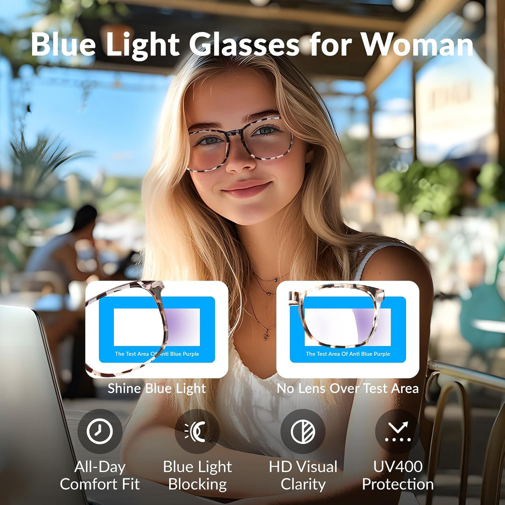 Blue Light Glasses for Woman Men, 99% Blocking Square Frame 5 Pairs | Anti Eyestrain & UV Glare Protection, Computer