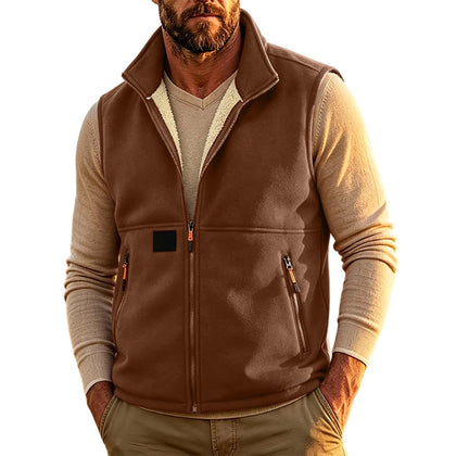 Sherpa Fleece Vest for Men Zip Up Jackets Sleeveless Warm Outerwear
