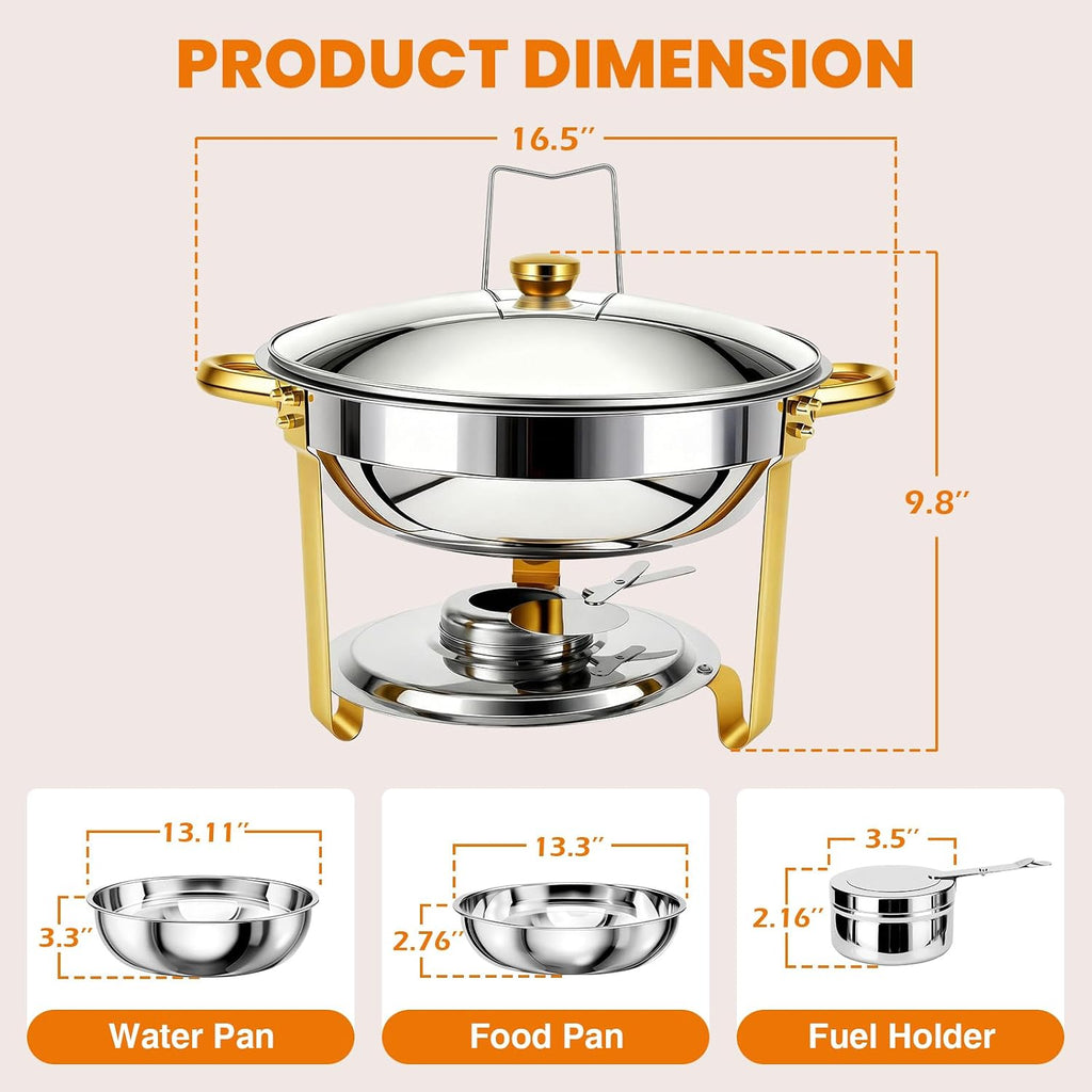 7QT Stainless Steel Chafing Dishes for Buffet with Serving Tongs