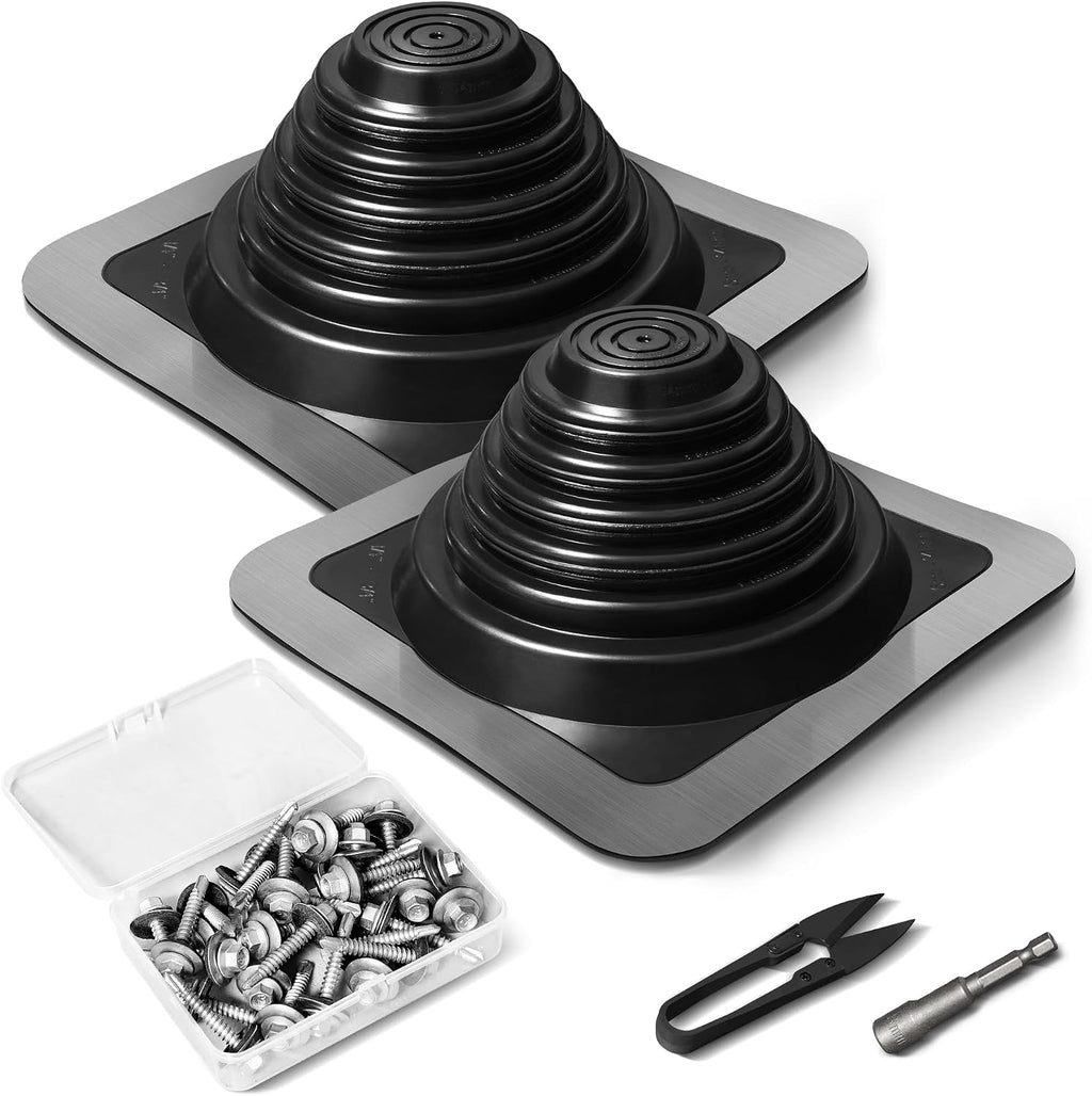 #3 Metal Roof Vents Flashing, Roofing Boots Kit for Houses Fits Pipe Od 1/4" to 5-3/4", Epdm Flexible Roof Jacks for