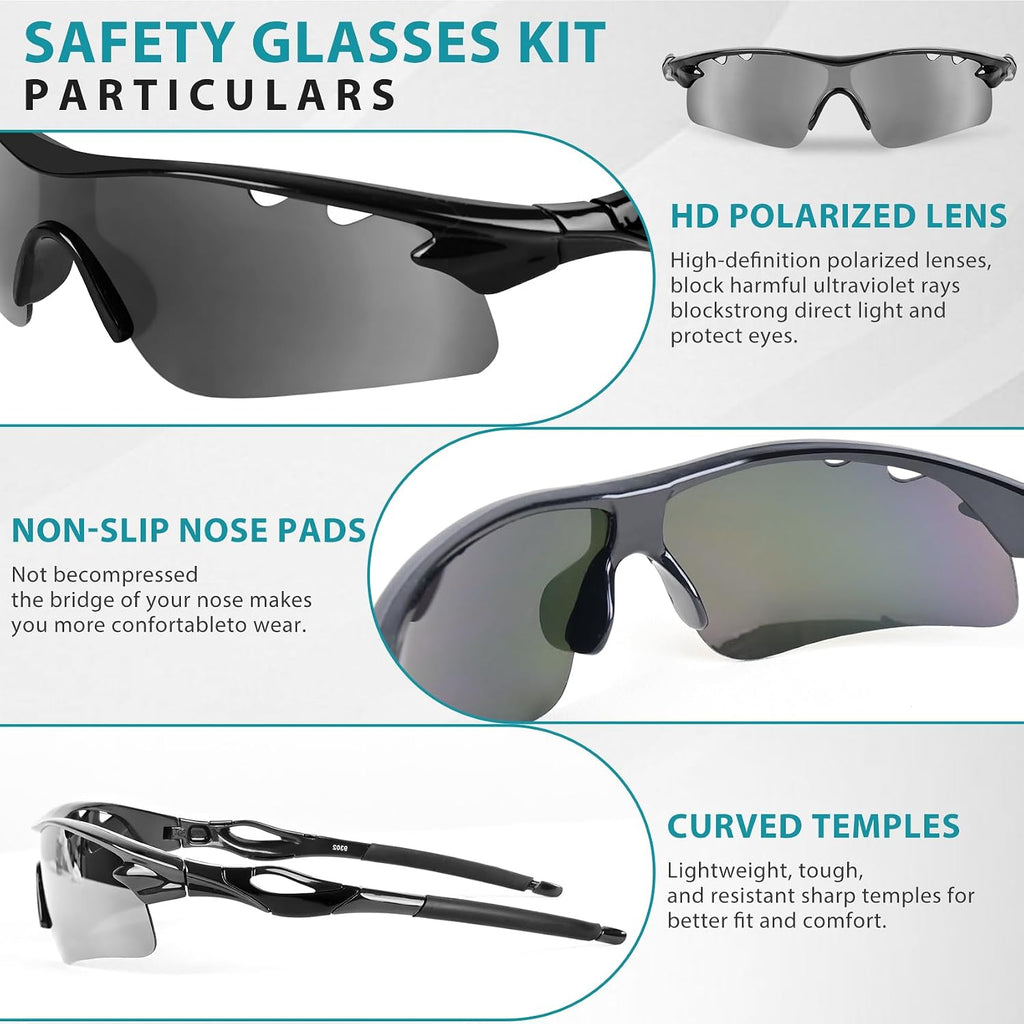 Shooting Glasses with 5 Interchangeable Lenses and Carrying Case Anti Fog Hunting Safety Glasses for Men Women