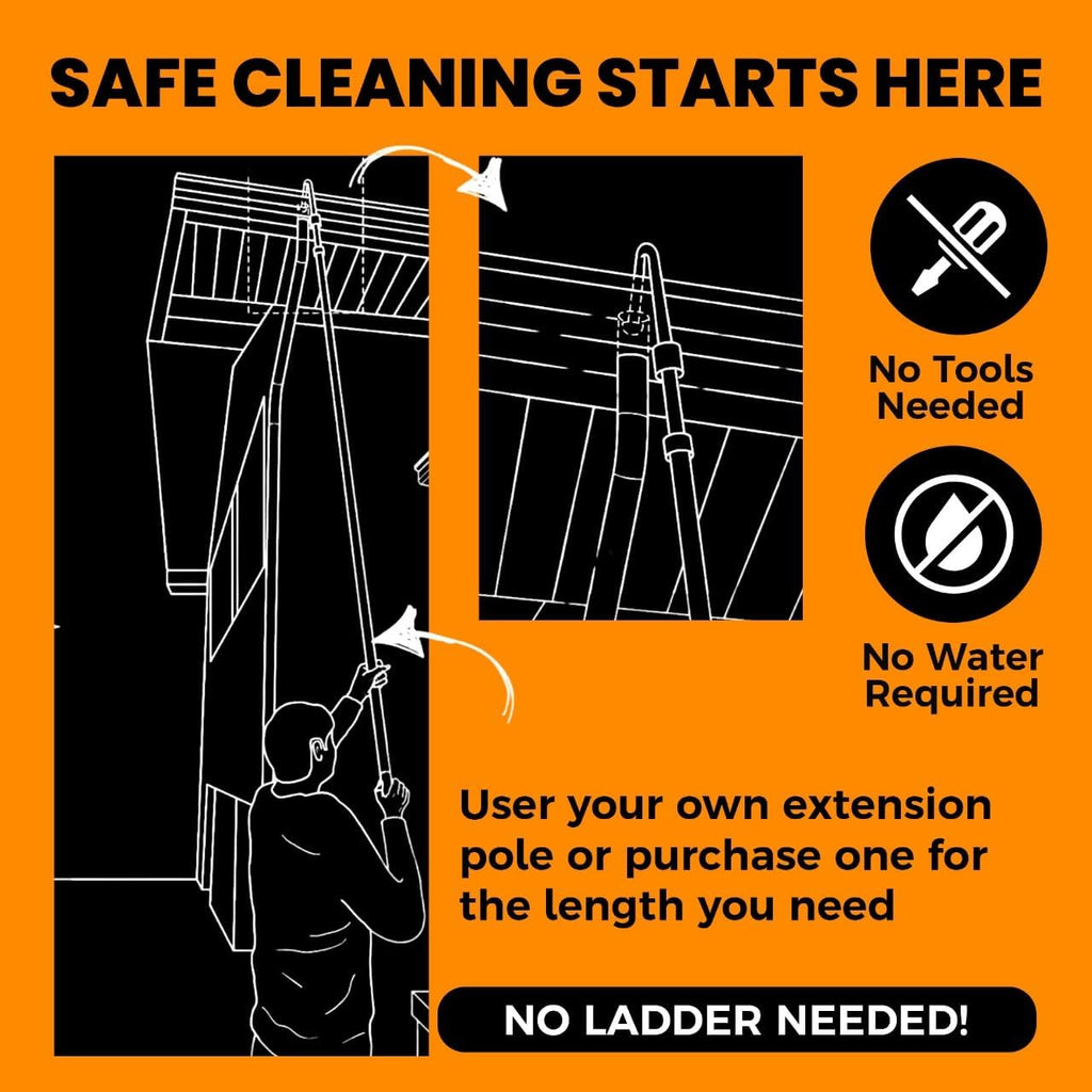 The Gutter Cleaning Tool Attachment – Cleans, Unclogs Gutters and Downspouts from Ground – Ladder Free Roof Leaf