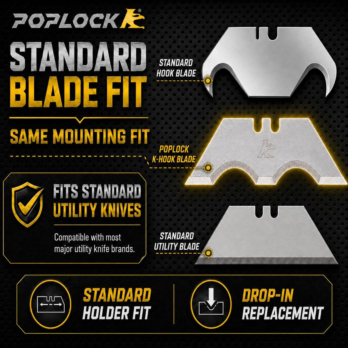Big Hook Razor Blades for Utility Knife, 20 Pack SK2 Hook Utility Knife Blades, Replacement Refills for Cable Jacket