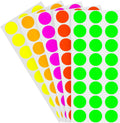 1/2" Removable Dot Stickers, 5 Fluorescent Colors, 1200/Pack