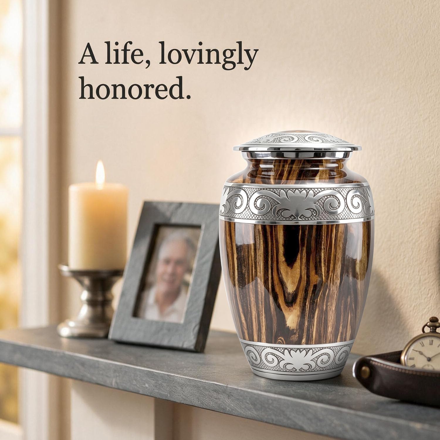 Urns for Human Ashes Adult Man – Cremation Urn for Ashes Adult Male, Large 200 Cu in Funeral Urn – Premium Memorial