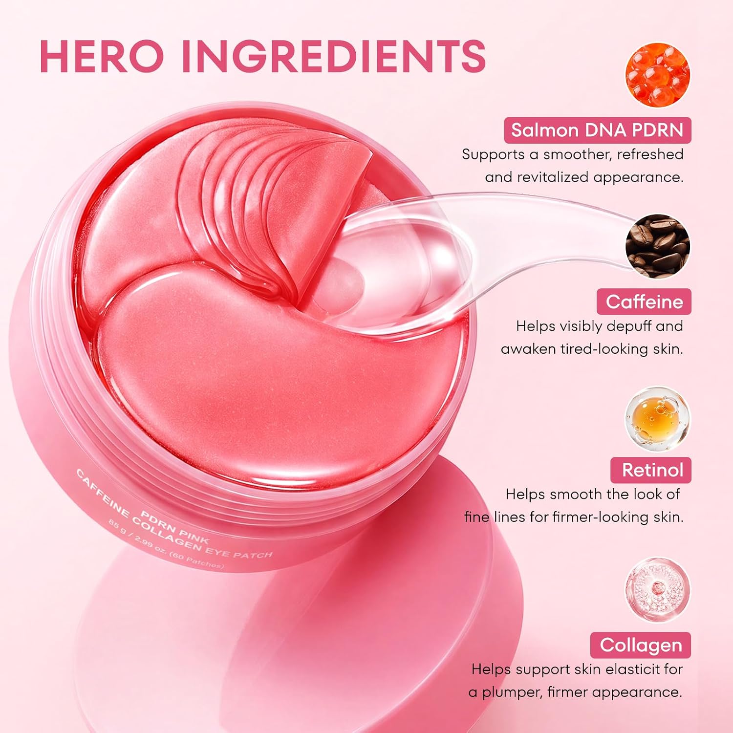 PDRN Collagen Stick & Eye Patches: Volufiline & Caffeine Hydrating for Dark Circles Puffiness Fine Lines Under Makeup