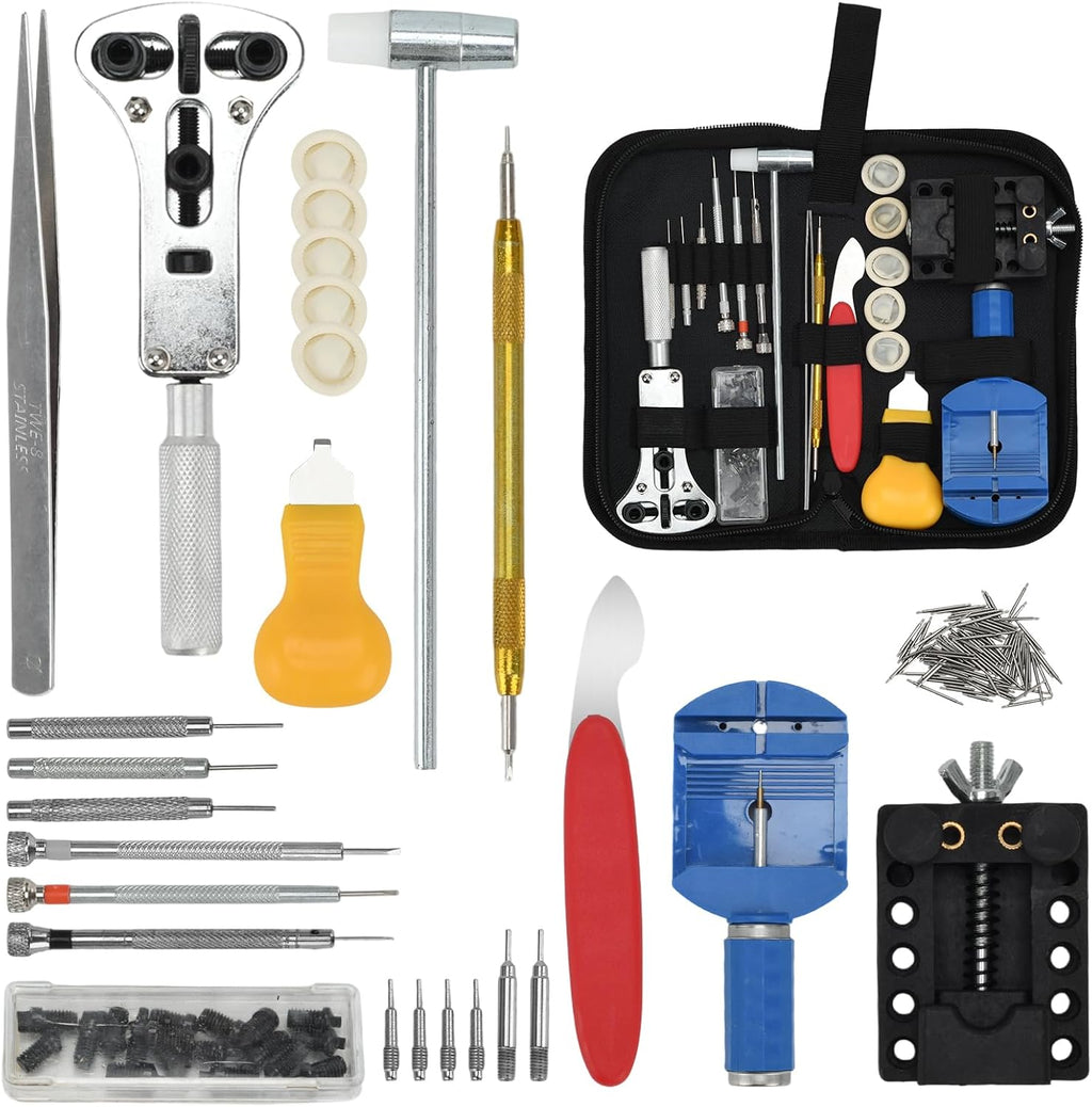 Watch Repair Kit, 152pcs Watch Battery Replacement Tool Kit Including Band Link Remover, Case Back Opener
