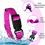 Waterproof Dog Collar Durable and Easy to Clean Rubber Dog Collars Odor-Proof Fits Small Medium Large Dogs (Rose