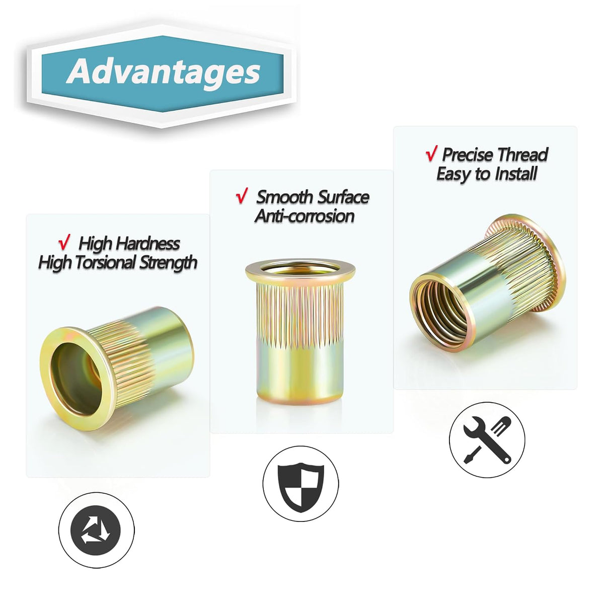 KADRICK 930PCS SAE Rivet Nut Kit,Size from #6-32 to 1/2''-13
