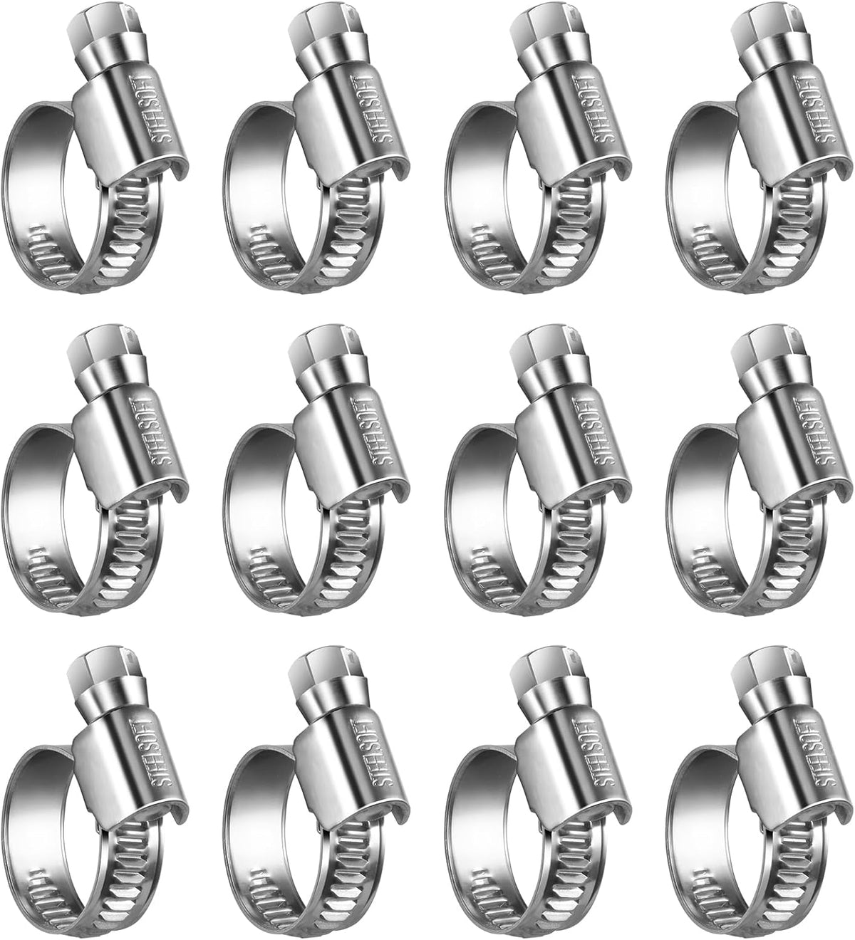 Non-Slip Stainless Steel Worm Gear Hose Clamps 1/2 to 3/4"(12-20mm)