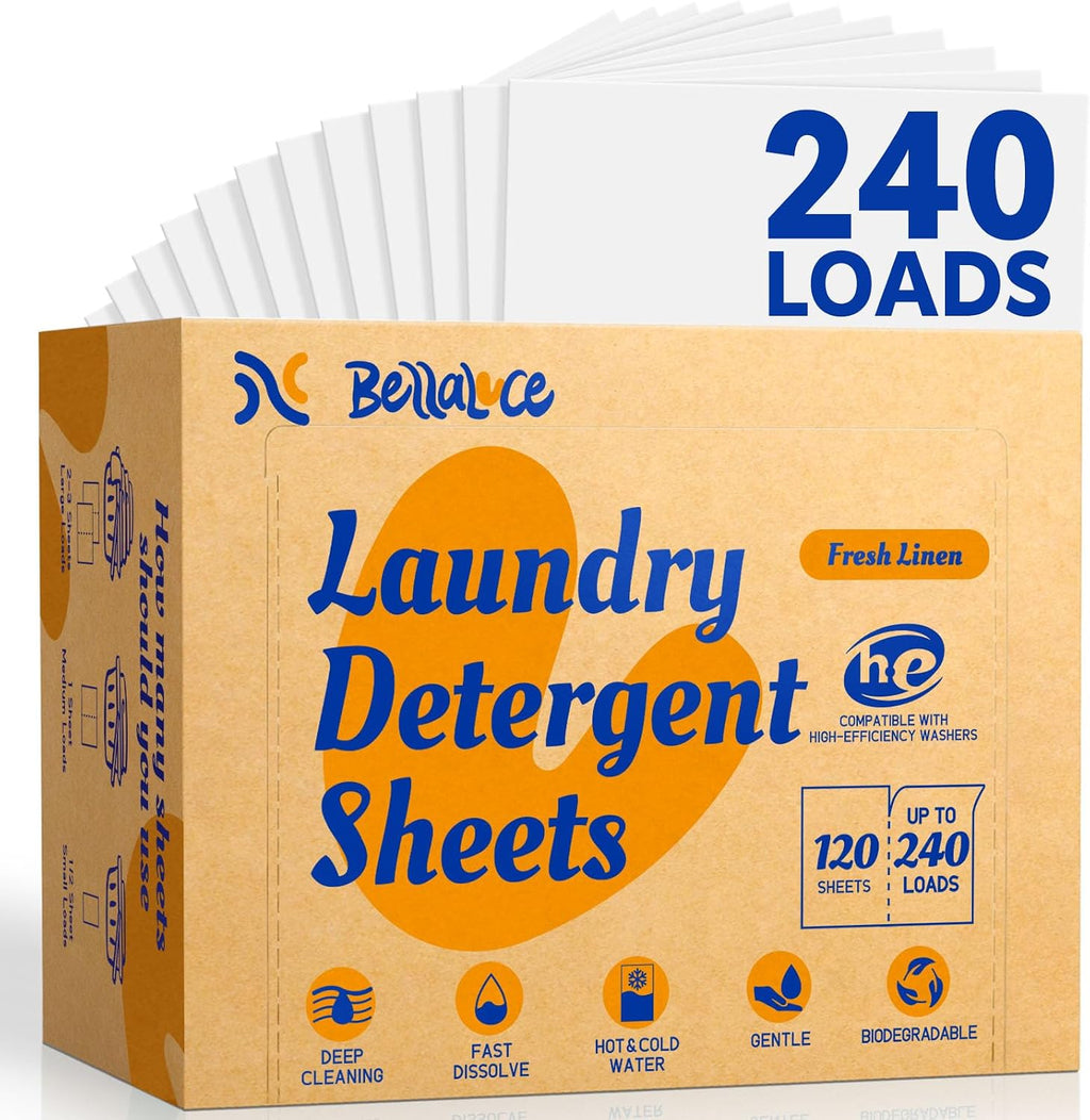 Laundry Detergent Sheets, Fresh Linen Scent, 240 Loads