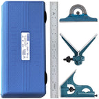 PEC Tools 4-Piece Combination Square (Hardened) - 4R 12" Metal Blade with Hardened Cast Iron Heads, Reversible Protractor, Center Finder, Square Head with Level Vial & Scribe Tool - Made in USA
