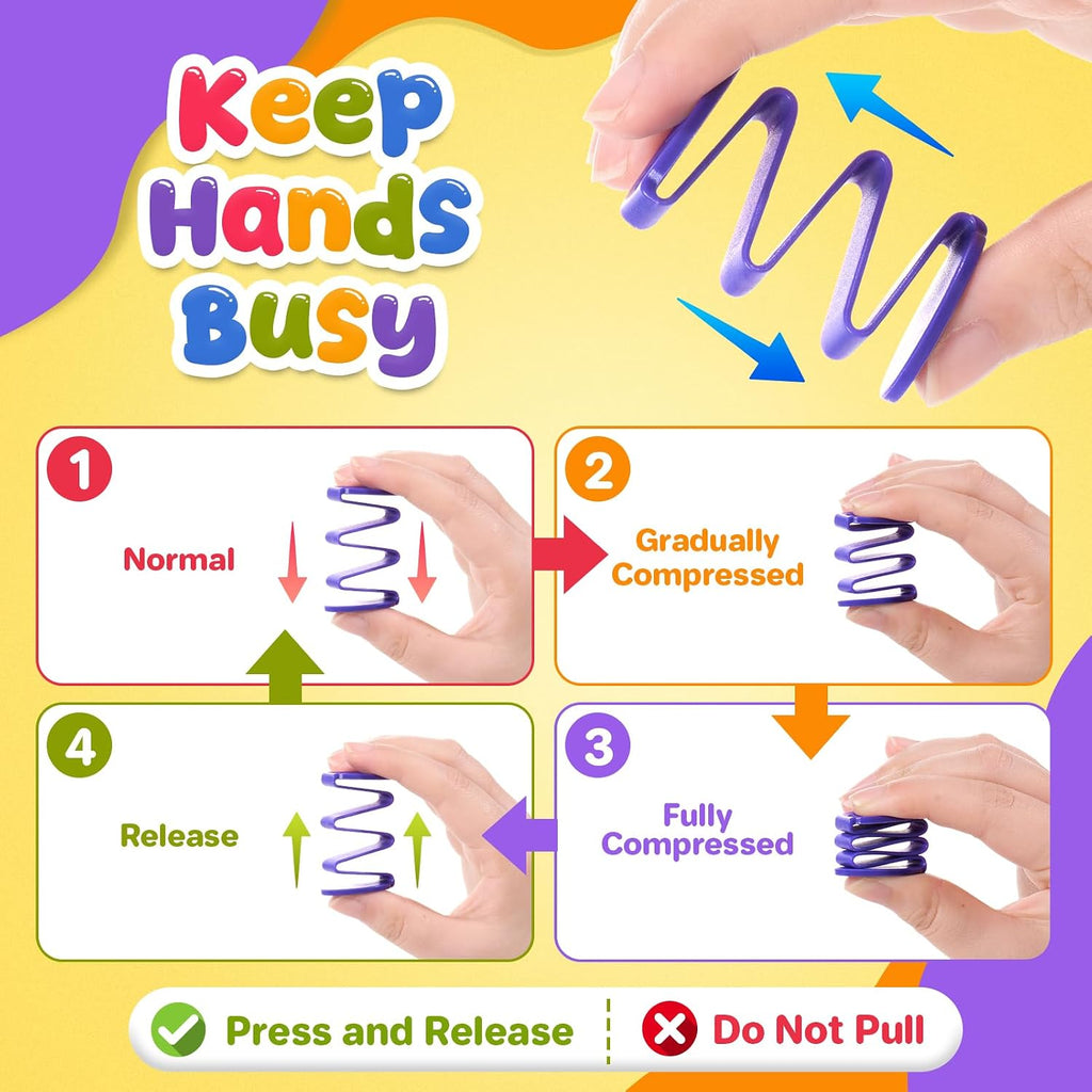 Fidget Sensory Toys for Kids: 12 Pack Press-and-Release Finger Fidgets - Quiet Fidget Toys for Classroom Focus & Calm