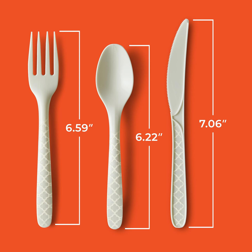 ECOSAVE Compostable Assorted Cutlery Set, 3 Pack, Utensils for BBQs, Tailgates, Camping, and Parties, Includes 8